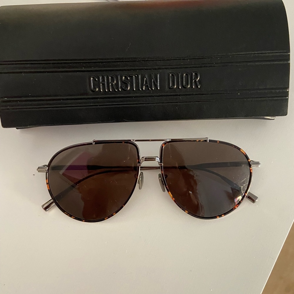 Christian Dior aviator sunglasses + case